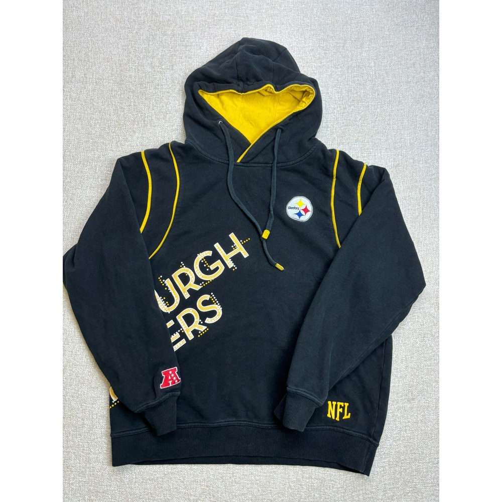 NFL Pro Line Pittsburgh Steelers Hoodie Mens Medium Black Yellow Sweatshirt
